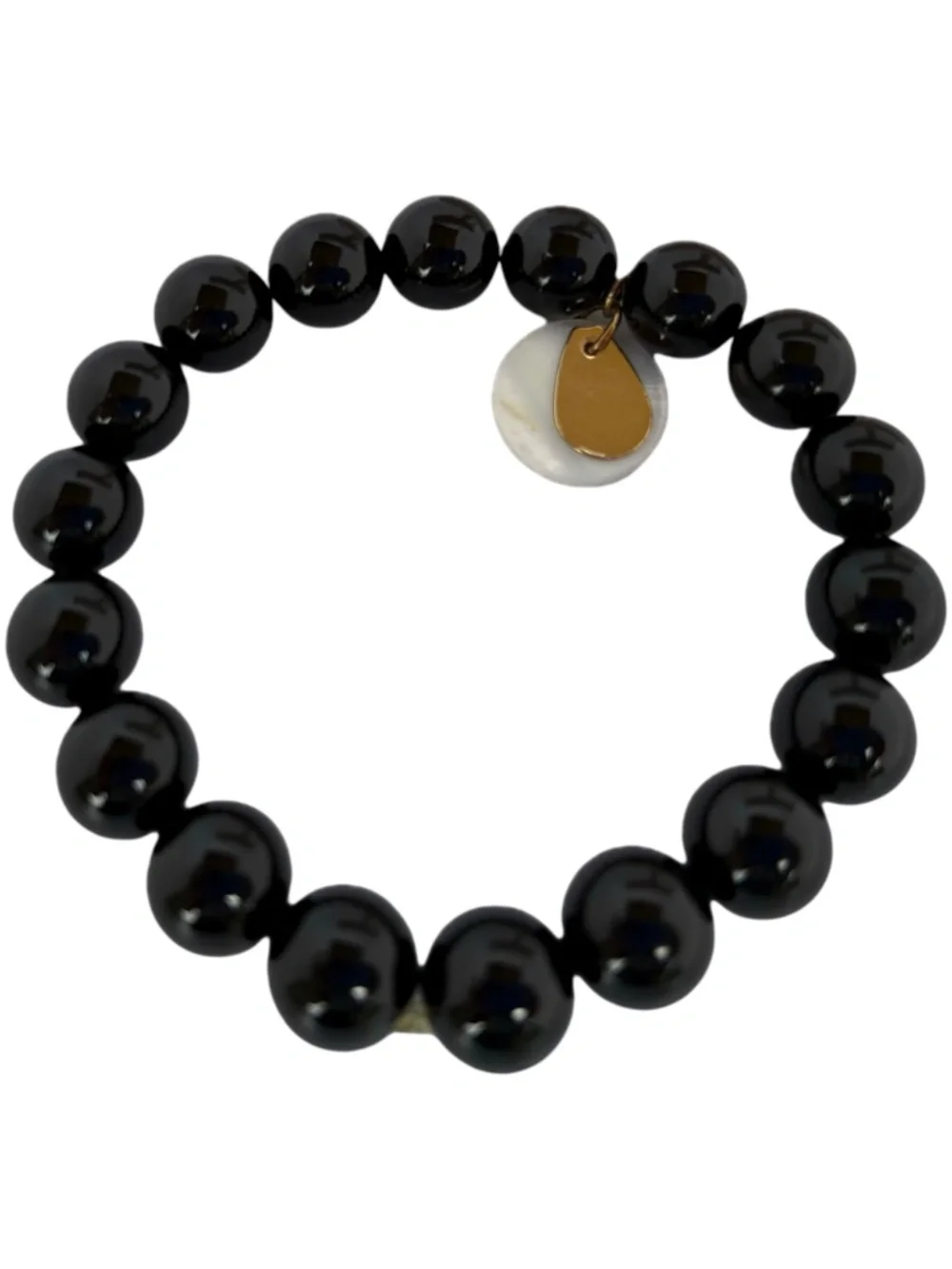 Natural Stone Beaded Stretch Bracelet Black Obsidian Aesthetic Charm